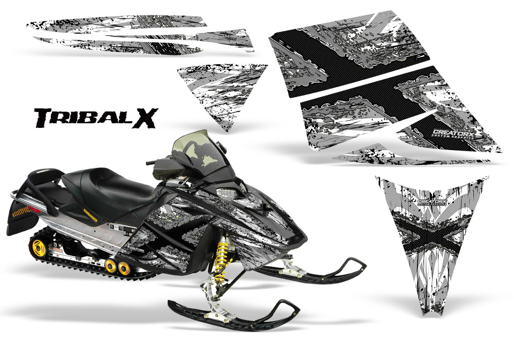 Ski-Doo Rev Graphics Kit TribalX Silver White